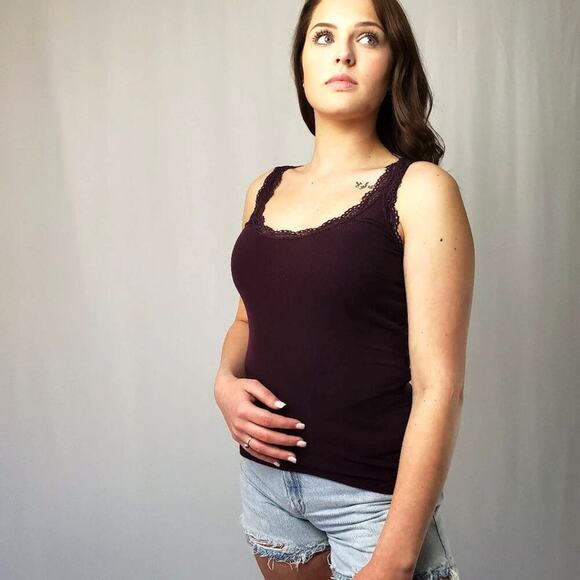 Loft Maroon Ribbed Tank Top - XS - Picture 7 of 7